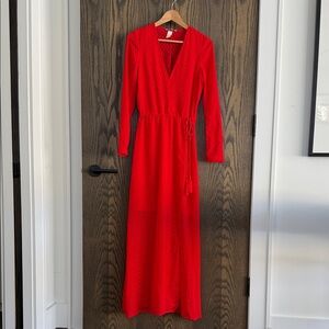 H&M • Red Mesh Maxi Dress